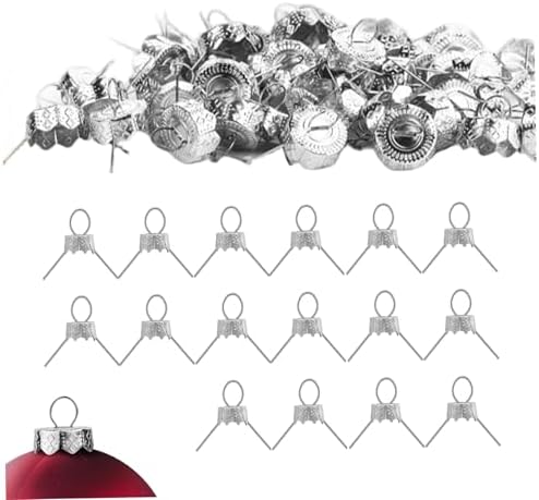 Ornament Caps 100Pcs Secure Metal Christmas Ornament Hooks Replacement Hangers for Christmas Tree, Porcelain, Ceramic or Glass Decoration, 20mm, Silver| Hooks for Trees