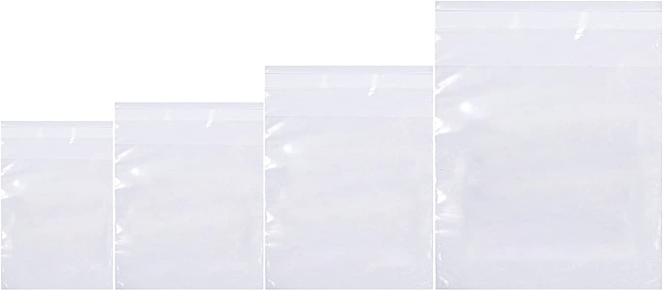 Clear Poly Bags Combo Pack - 400 Count (6x9", 8x10", 9x12", 11x14") - Extra Strong Self-Seal Plastic Packaging Bags for Shipping, Retail & Product Storage