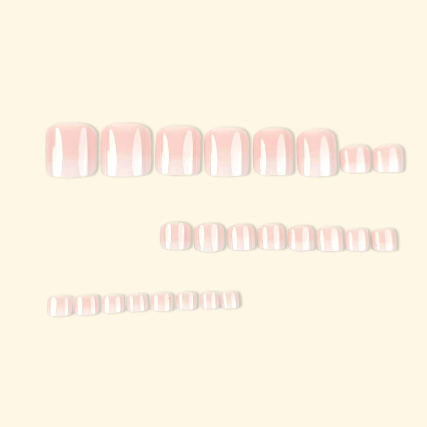 Nude Press on Toenails Short Square Fake Toe Nails Ombre False Toenails Glossy Full Cover Acrylic Glue on Toenail Cute Toe Nails Artificial Stick on Toenail for Women Manicure 24 Pcs