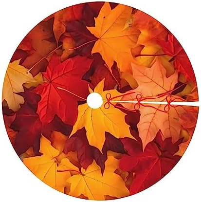 Autumn Leaves Fall Christmas Tree Skirts 48", Xmas Tree Cloth Mats Trees Skirts for Decor Gift, Home Decoration