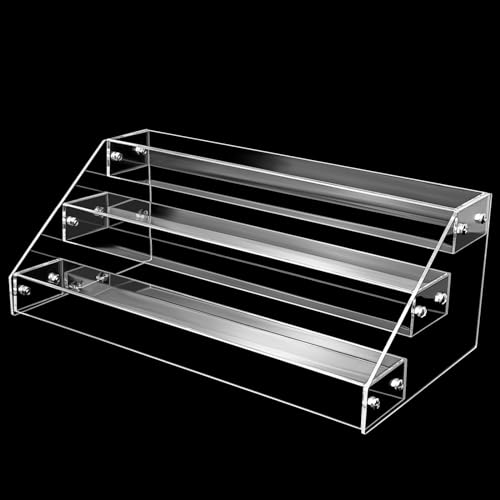 Acrylic Riser, 12 Inch 3 Tier Clear Perfume Organizer, Skincare Organizer, Cupcake Stand, Sturdy Shelves for Display Decoration and Organization