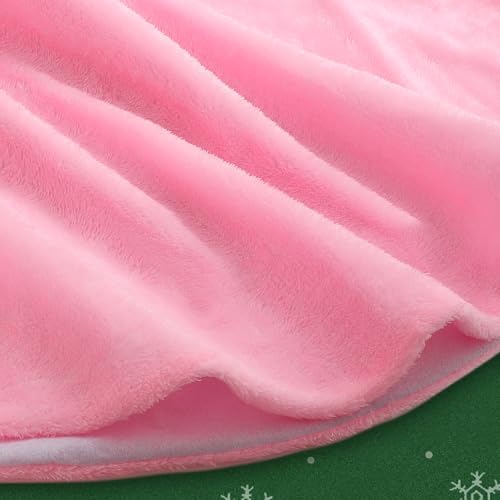 MoNiBloom Faux Fur Christmas Tree Skirt Festive Tree Skirt Decor for Xmas Holiday Tree Ornaments Christmas for Christmas Home Party Decoration (Pink, 35 Inch)