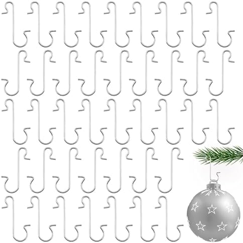 100pcs Christmas Tree Ornament Hooks Metal S-Shaped Hanging Hook Holder Christmas Ball Pendant New Year Party Decoration Christmas Tree Hooks