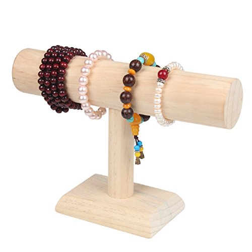 ChezMax Necklace Jewelry Display Jewelry Stand Hovering T-Bar Bracelet Holder for Home Organization - color: I-Wood