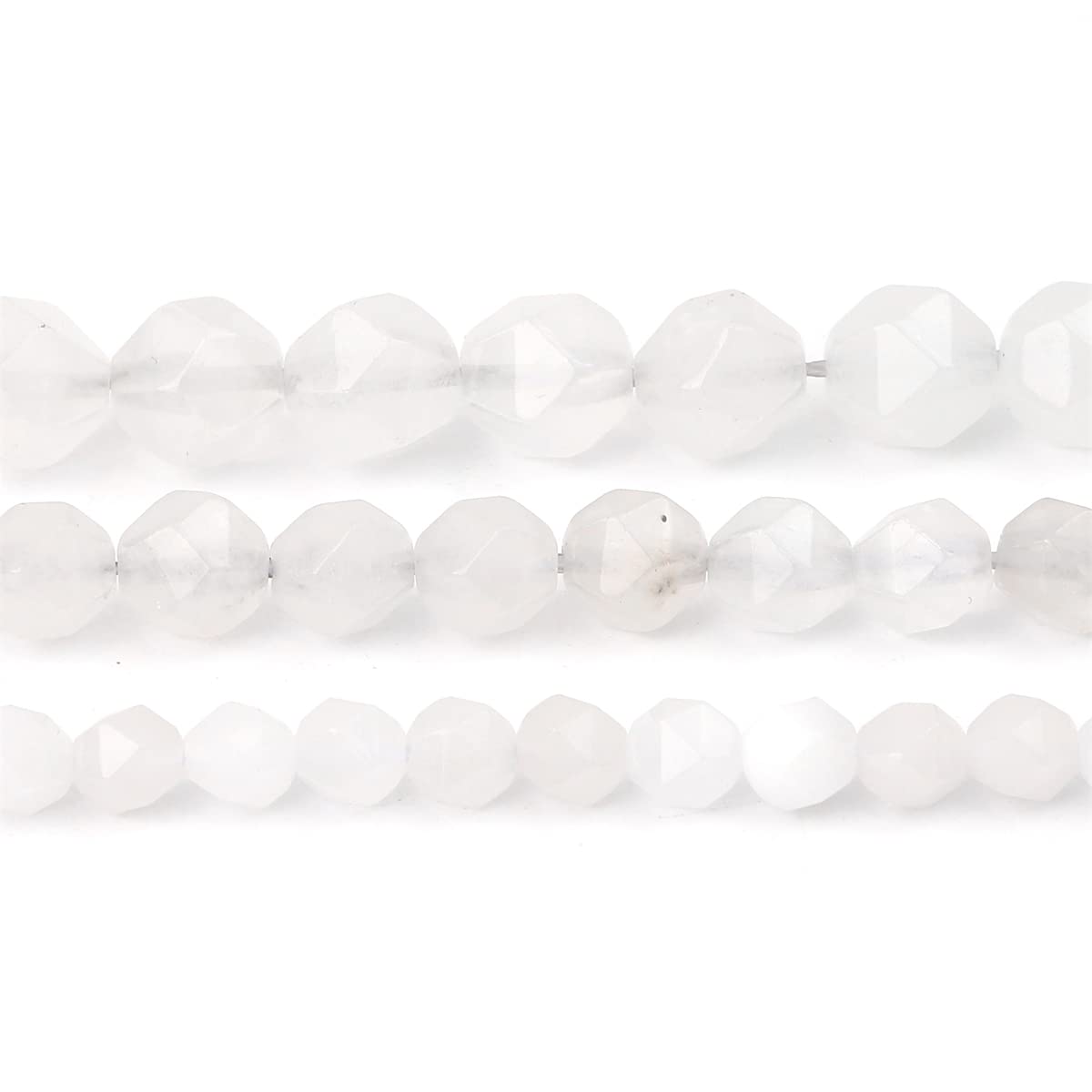 BEADIA Faceted Natural White Agate Stone Round Beads 8mm 36cm/Strand for Jewelry Making