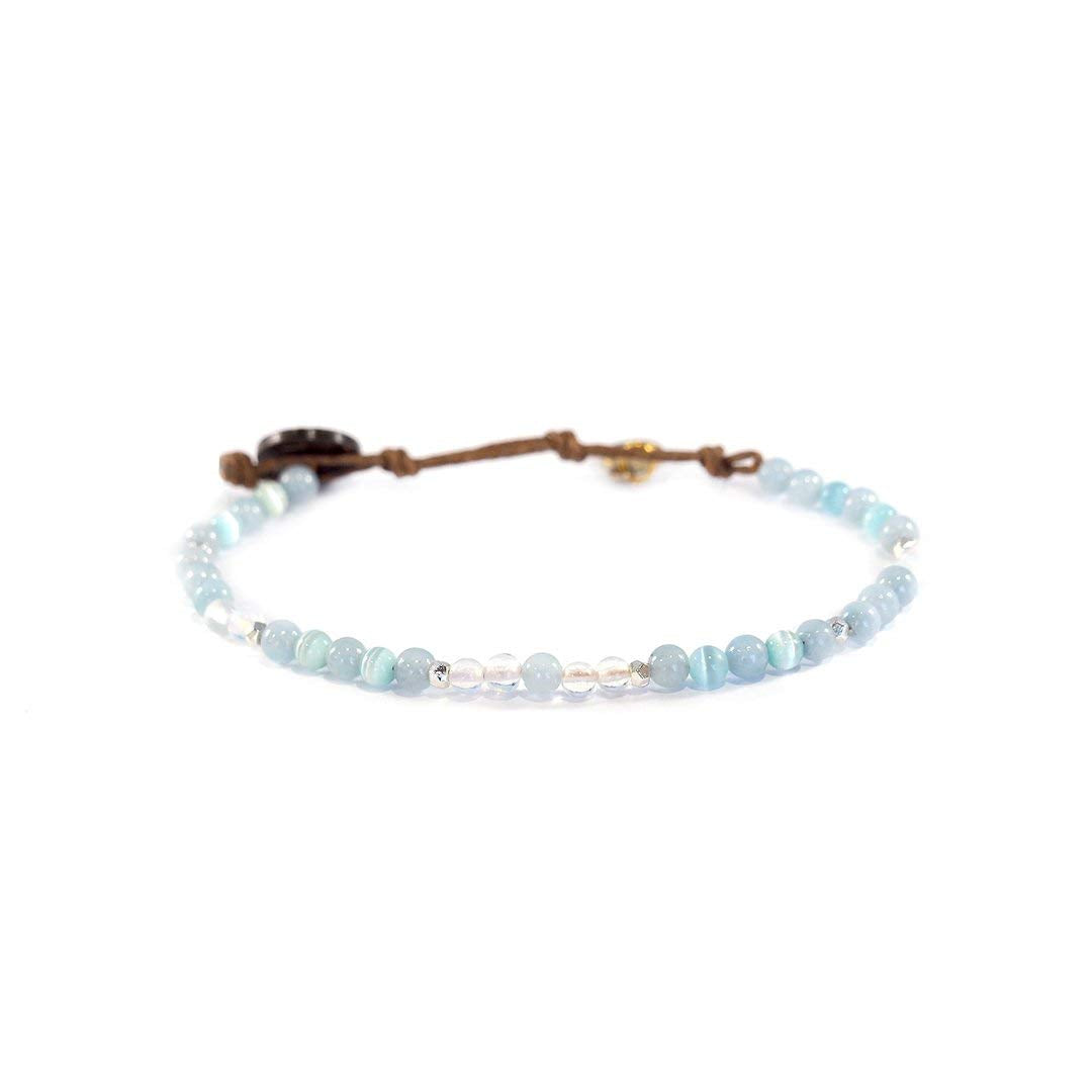 Lotus and Luna 4MM Energy Chakra Healing Bracelet with Real Stones Jade, Pearl, Rose Quartz, Amethyst, Moonstone (Intuition + Inner Peace)