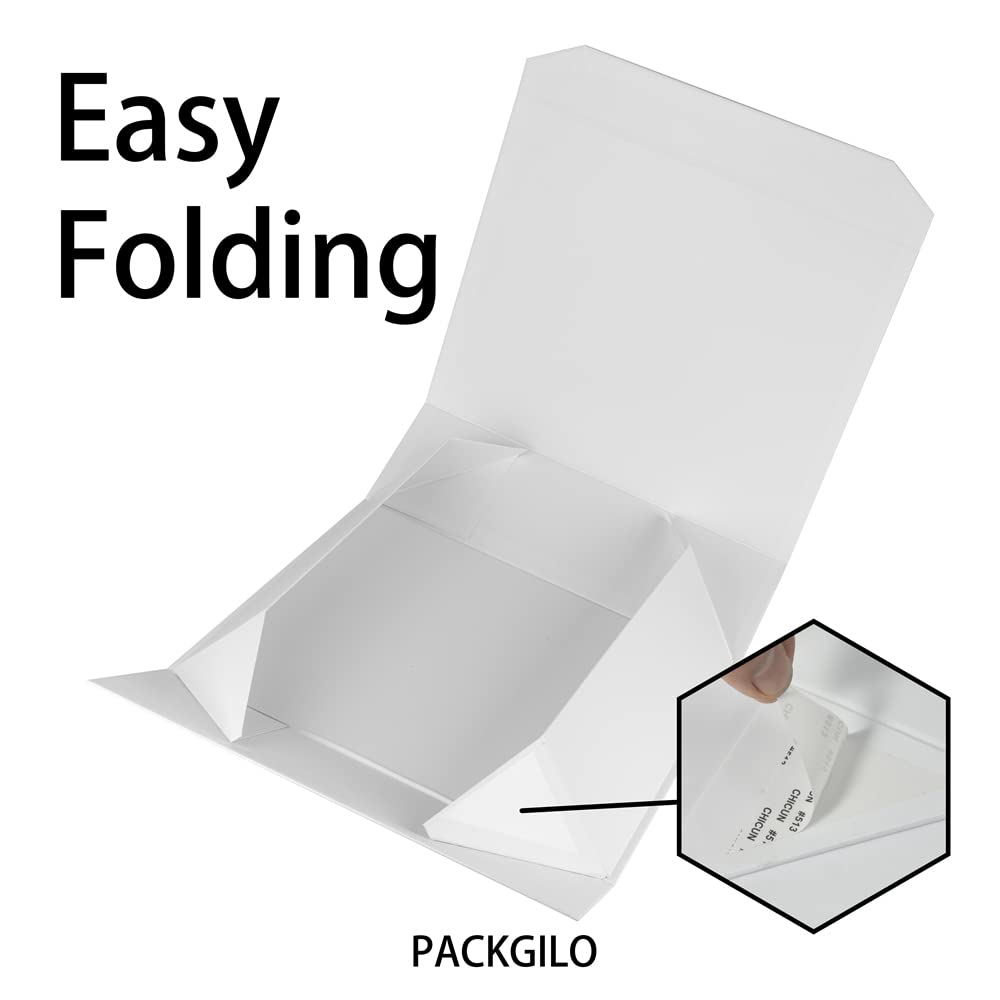 PACKGILO 1 Pcs Matte White Extra Large Gift Box with Lid, 19x16x6 Inches, Hard Magnetic Giant Gift Boxes for Presents Clothes Robe Wedding Dress Sweater,Reusable Foldable Bridesmaid Proposal Box