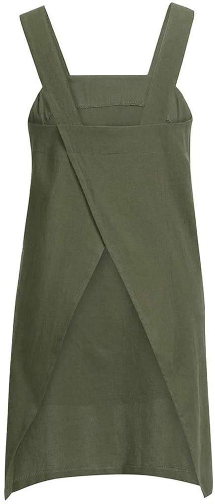 YESDOO Cotton Linen Apron Cross Back Apron for Women with Pockets Pinafore Dress for Baking Cooking