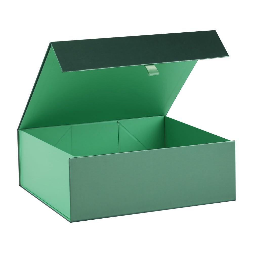 PLINJOY Large Gift Box 13.5x11.8x4.7 Inches, Green Gift Boxes for Presents with Magnetic Closure Lid, Luxury Gift Box Rectangle Collapsible Boxes for Gift Packaging
