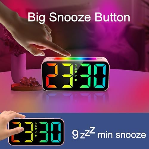 Topski Loud Alarm Clocks for Bedrooms Heavy Sleepers, Digital Clock with Night Light, Large Display, Dual Alarm, Snooze, Dimmable Bedside Alarm Clock for Teens