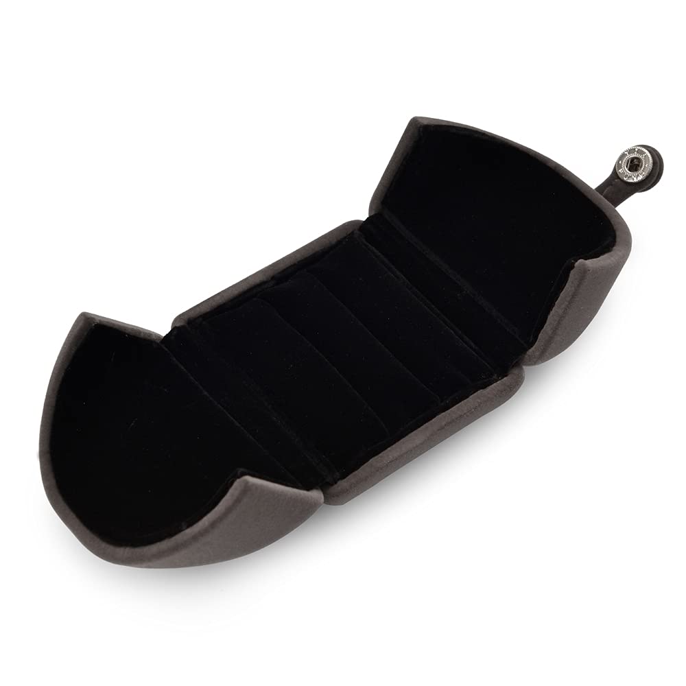 Papten 180° Open 2 Slots Velvet Ring Box Ring Holder Ring Bearer Box Wedding Day Jewelry Gift Box For Engagement Proposal Wedding (Gray)