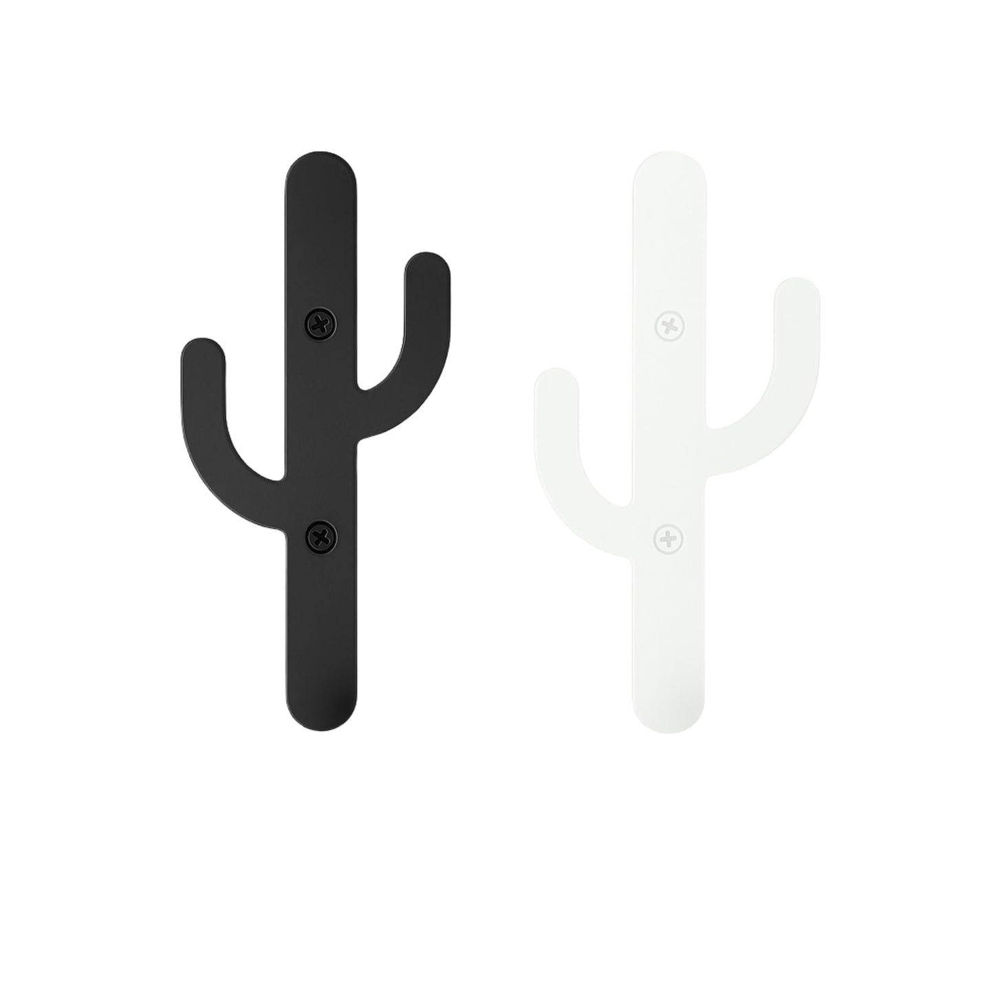 3Art Metal Cactus Wall Hooks Set of 2 – Black & White Minimal Metal Hangers – Decorative Wall Rack for Entryway, Bathroom, Kitchen, Modern Minimalist Decor