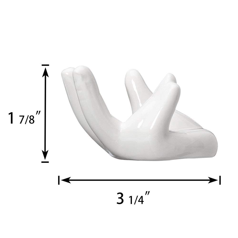 Dahey Mini Air Plant Holder Cute Ceramic Hand Shape Stand Airplants Tillandsia Small Container Pot Plant Decorative Home Decor for Desk Table Shelf, White, 1 Pack (No Plant Included)