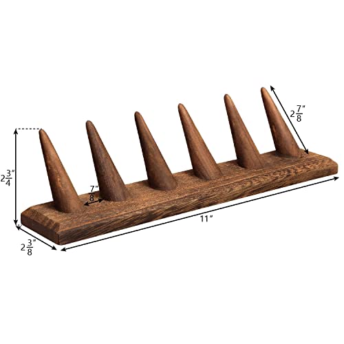 MOOCA 4 Pcs Set Finger Ring Stand Jewelry Display Holder Showcase Display Stands 11 x 2 1/4 x 2 3/4 in, Brown Color - color: Brown, 4 Pcs 6 Ring