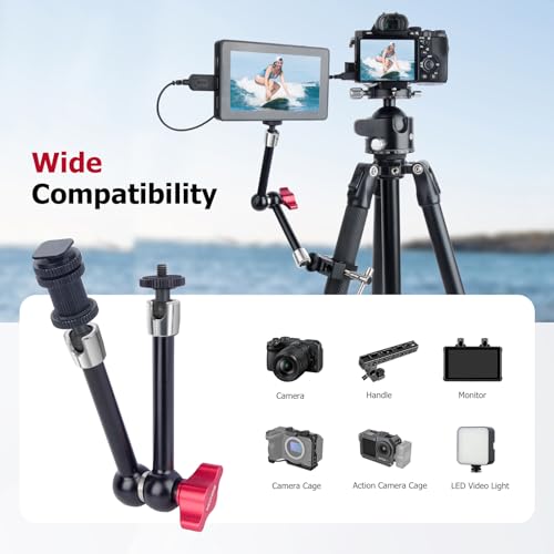 11" Pro Cold Shoe Magic Arm, Extra-Long Adjustable Friction Arm with 1/4" Screw for Teleprompter, Ring Light, Camera Rig – Live Stream Filmaking-87003 - size: 11" Magic Arm