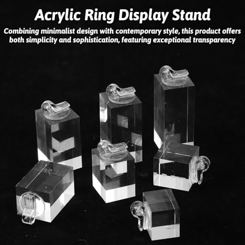 7 Pcs Clear Ring Holder, Crystal Acrylic Cube Ring Display Stand for Jewelry Showcase, Engagement Wedding Rings, Perfect for Store Countertop, Photography, and Gift Presentation - color: Cube