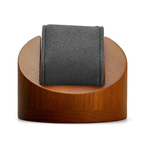 Oirlv Solid Wood Single Watch Display Stand Watch Organizer Showcase Jewelry Display Stand(Round Single, Grey) - color: Grey, size: Round Single