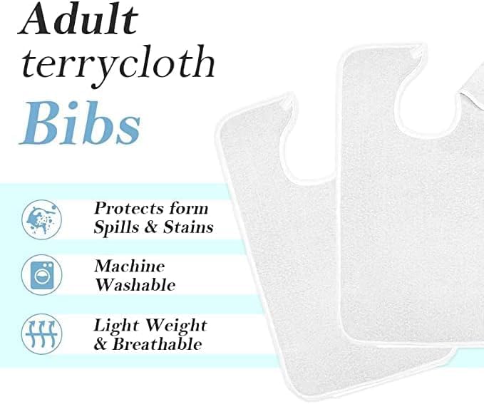 Avalon Towels Adult Bibs for Women 100% Cotton Bib for Adults for Eating - Terry Cloth Adult Bibs for Men Clothing Protectors