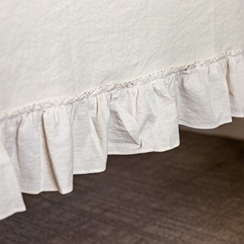 GLORY SEASON Retro Farmhouse Ruffle Tablecloth Cotton Flounces Trim Washable Table Cover Tablecloths for Rectangle Table Baby Shower Kitchen Party Wedding Decor 60''x84'' - size: 60" x 84" (Rectangular)