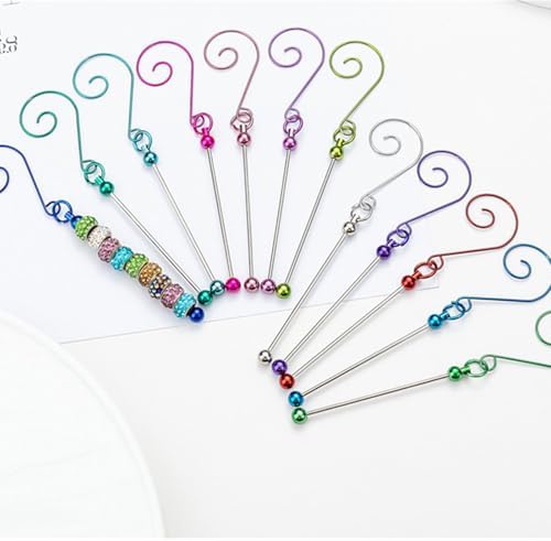 5 Pieces Colorful Metal Hanging Hooks for Christmas Ornament and Craft Projects Beadable Hangers Jewelry Accessories Beadable Christmas Hooks