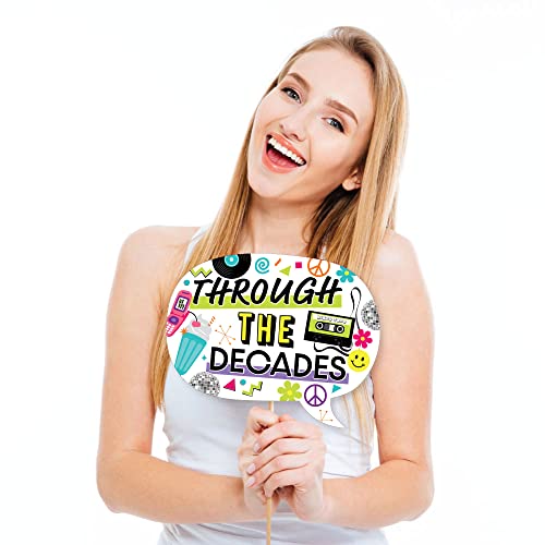 Big Dot of Happiness Through The Decades - 50s, 60s, 70s, 80s, and 90s Party Photo Booth Props Kit - 20 Count - color: Through the Decades