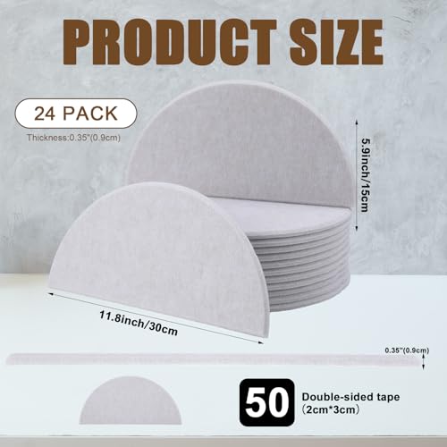 AceOrbit 24 Pcs Decorative Felt Bulletin Board Semicircular Wall Felt Tiles Modern Home Decor Felts Tiles with Glue for DIY Pin Board Office School Home Wall Decor Sticker Memos Photo Display