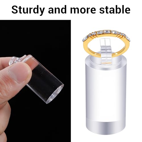 5 Pack Clear Ring Display Stand, Acrylic Ring Display Holder, Cylinder Jewelry Stand Organizer for Wedding Engagement Rings, Sturdy Showcase for Photography Boutique Cosmetic Crafts
