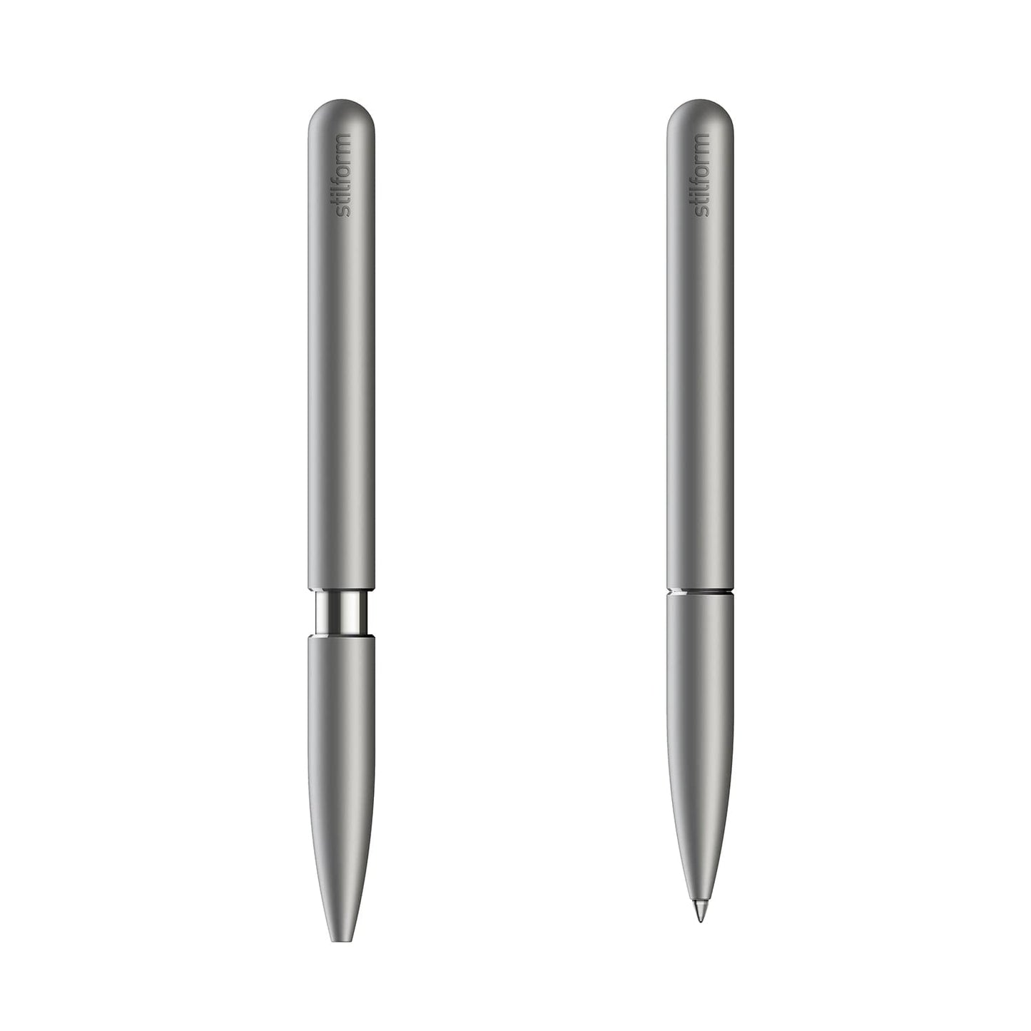 stilform 200036 Ballpoint Pen - Patented Sliding Cap with Magnetic Mechanism - Matt Titanium