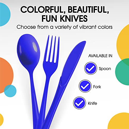 Party Solids Dark Blue Plastic Forks 200 Pcs Dark Blue Forks Disposable Utensils Heavy Duty Plastic Cutlery Set Disposable Cutlery Sets Flatware Sets Silverware Set Party Supplies & Party Tableware - color: Dark Blue
