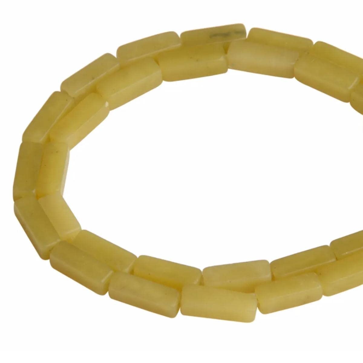 4x13mm Natural Stone Lemon Jade Rectangular Column Tube Cylinder Spacer Loose Beads Gemstone for DIY Bracelets Necklace Jewelry Making Strand 15 Inch (28-30pcs)