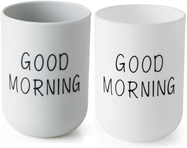 Toothbrush Cup 2Pcs, Bathroom Toothbrush Holder, Storage Cup 300ml, Drinking Cup, Reusable (Gray + White)