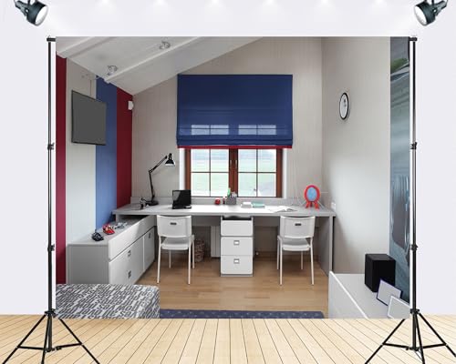 Trykid 20x10ft Modern Minimalist Home Office Backdrop Study Room Photography Background Student Online Learning Party Decor Photo Booth Prop Fabric Backdrop - size: 20x10ft