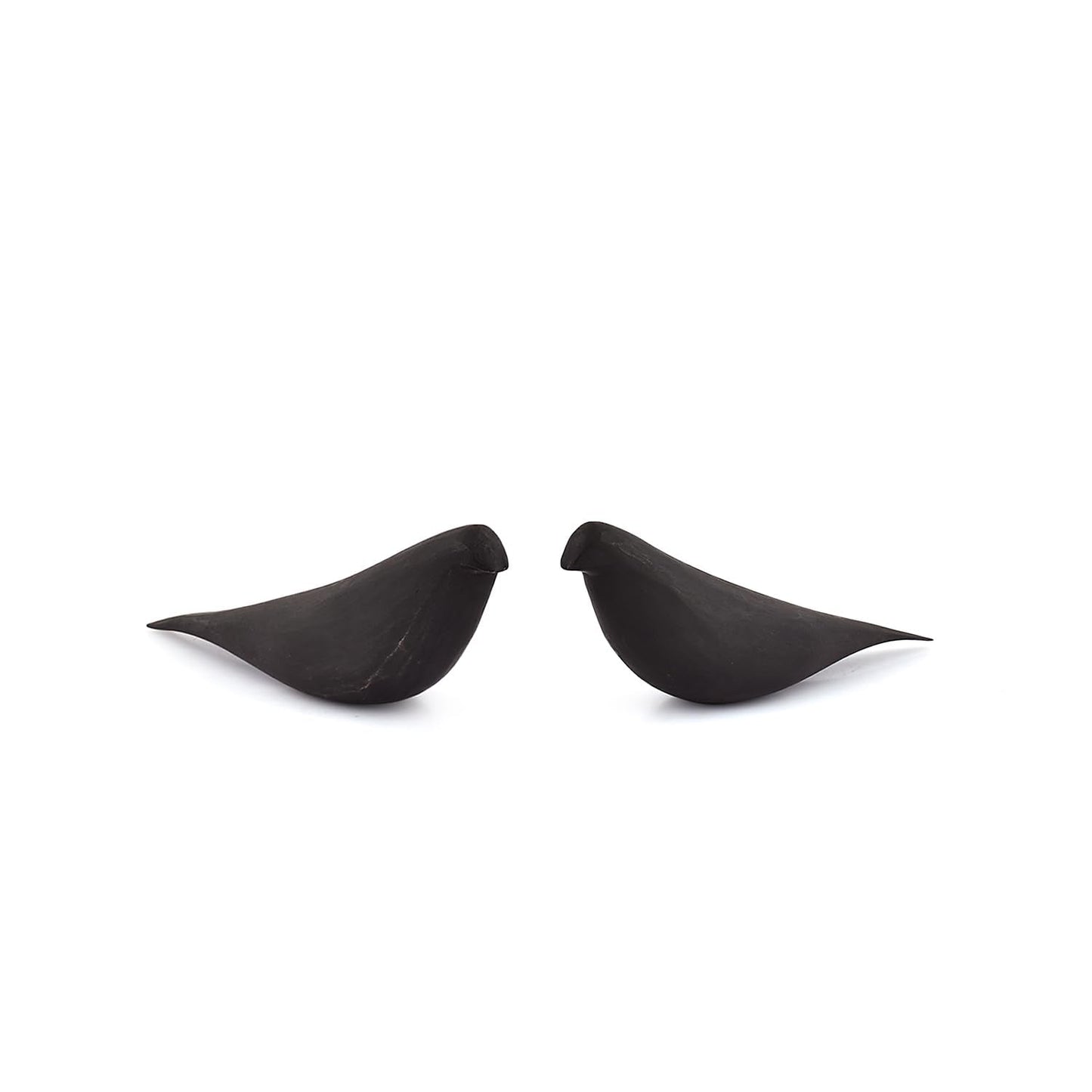 Kaizen Casa Statues Black Acacia Wood Bird Set of 2 Decorative Sculptures for Home Décor, Modern Black Bird Ornaments for Living Room, Office (8.25'' X 2.5'' X 3.25'')