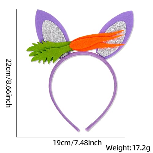 Dzrige Bunny Ear Headbands with Carrot Easter Rabbit Ear Carrot Headbands Cute Rabbit Ears Headpiece for Easter Pring Outing Costume Cosplay Party Decoration