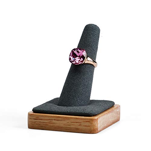 Oirlv Single Finger wooden ring display stand Jewelry Showcase Display Holder (Grey)