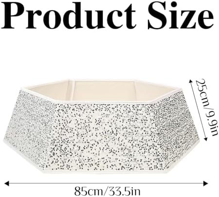XmasExp Christmas Tree Collar, 33.5 inch Sequin Tree Skirt Stand Base Cover for Home Decor, Large Size 6 Piece, White
