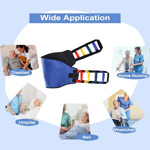 Transfer Belt Transfer Sling - Padded Gait Belt - Heavy Duty Patient Lift, Mobility Standing and Lifting Aid for Disabled, Elderly, Injured - Safely Move from Bed and Wheelchair (Blue) - color: Blue 1