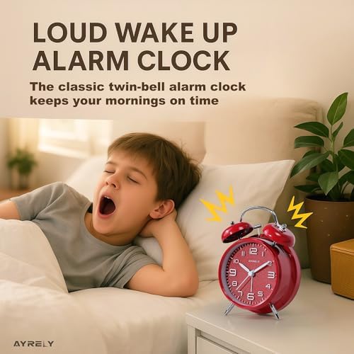 AYRELY?? Super Loud Alarm Clock for Heavy Sleepers Adults, Metal 4.5 Inches