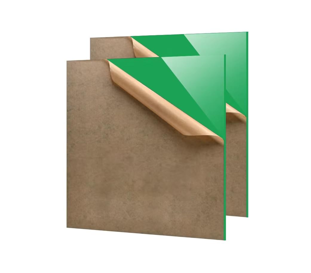 Deylixay 2Pack 1/8 Thick 12 X 12 Inch 3mmc Green Acrylic Sheets for Laser Cutting, Engraving,Badges, UV Printed Signs, Home Decor, Crafts and Creative DIY Projects Plexiglass Sheets