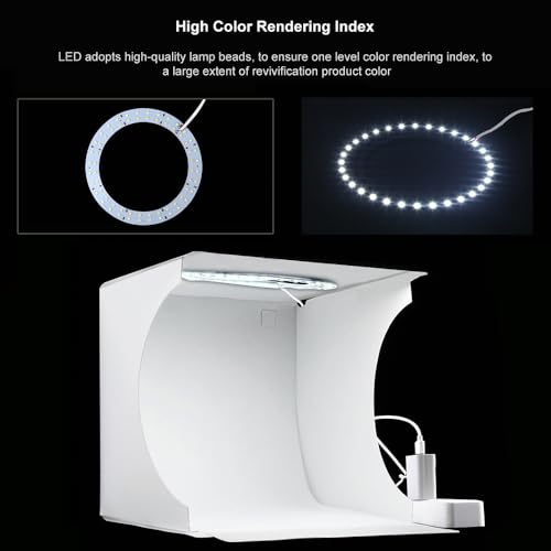 Fydun Mini Folding Lightbox Portable Studio LEDs Panel Soft Box Kit for Small Items Photography