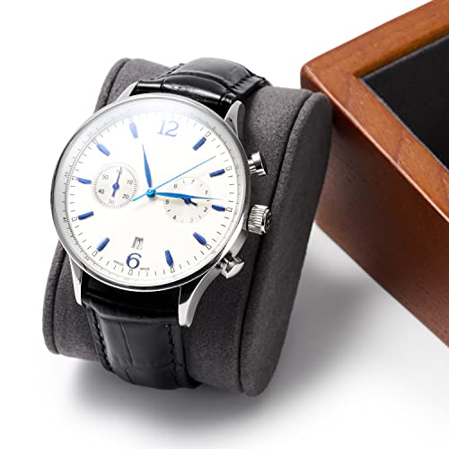 Oirlv Solid Wood Single Watch Display Stand Showcase Jewelry Stand Watch Holder with Pillow(Square Single, Grey) - color: Grey, size: Square Single
