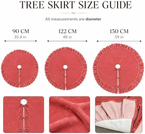 Christmas Tree Skirt,Velvet Tree Skirt with Ruffled Edge, Classic Large Velvet Fur Plush Tree Skirt for Merry Christmas(Rosered,60Inch)