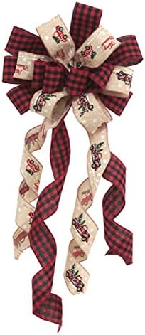 Ochine Christmas Tree Topper Hat Holiday Decoration Classic Black and White Checkered Derby Top Hat with Large Bow Decor Collapsible Xmas Hat Party Supplies Ornaments Home Decorations