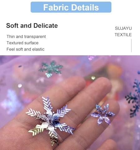 Winter Wonderland Snowflake Decorations, 59" x 119" Multi Color Foil Organza Tablecloth, Christmas Tree Skirt (White+Gold)