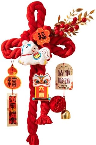 Handcrafted Cotton Thread Chinese Knot Ornament New Year Pendant for Holiday Parties and Gifting Easy Install Cotton Knot Wall Pendant with Hook for Holiday Parties Social