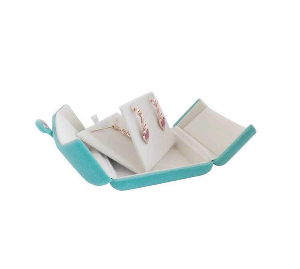 Svea Display Aqua Packaging Case Premium Velvet Jewelry Gift Box Double Layer Function Necklace Earring Combo (Jewelry not included)