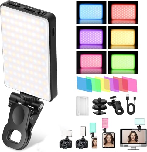 120 LED Cell Phone Selfie Lights - 3 Light Modes, 10-Level Brightness, 5000mAh Rechargeable Battery, Clip-On Fill Light for iPhone, Android, Laptop, Vlogging, TikTok, Video Calls, Makeup