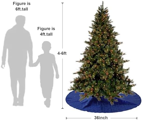 Poise3EHome Blue Christmas Tree Skirt, 36 Inch Sequin Tree Skirt