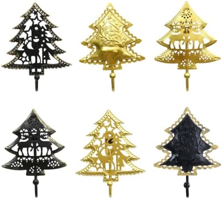 Antique Metal Christmas Tree Ornament Hooks Set of 6, F