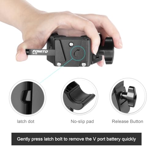 Fomito V-Mount Battery Clamp, Quick Release Plate for Sony BP Battery, Professional Camera Mount - color: Black